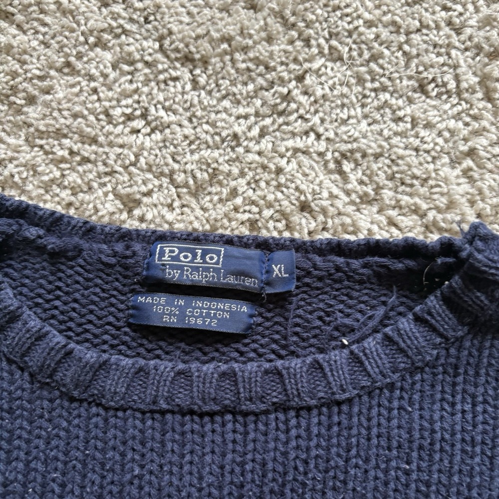 Vintage Polo Ralph Lauren Sweater Womens XL Blue American Flag USA Knit 90s - Picture 3 of 7